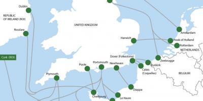 Карта паромных маршрутов в Голландию